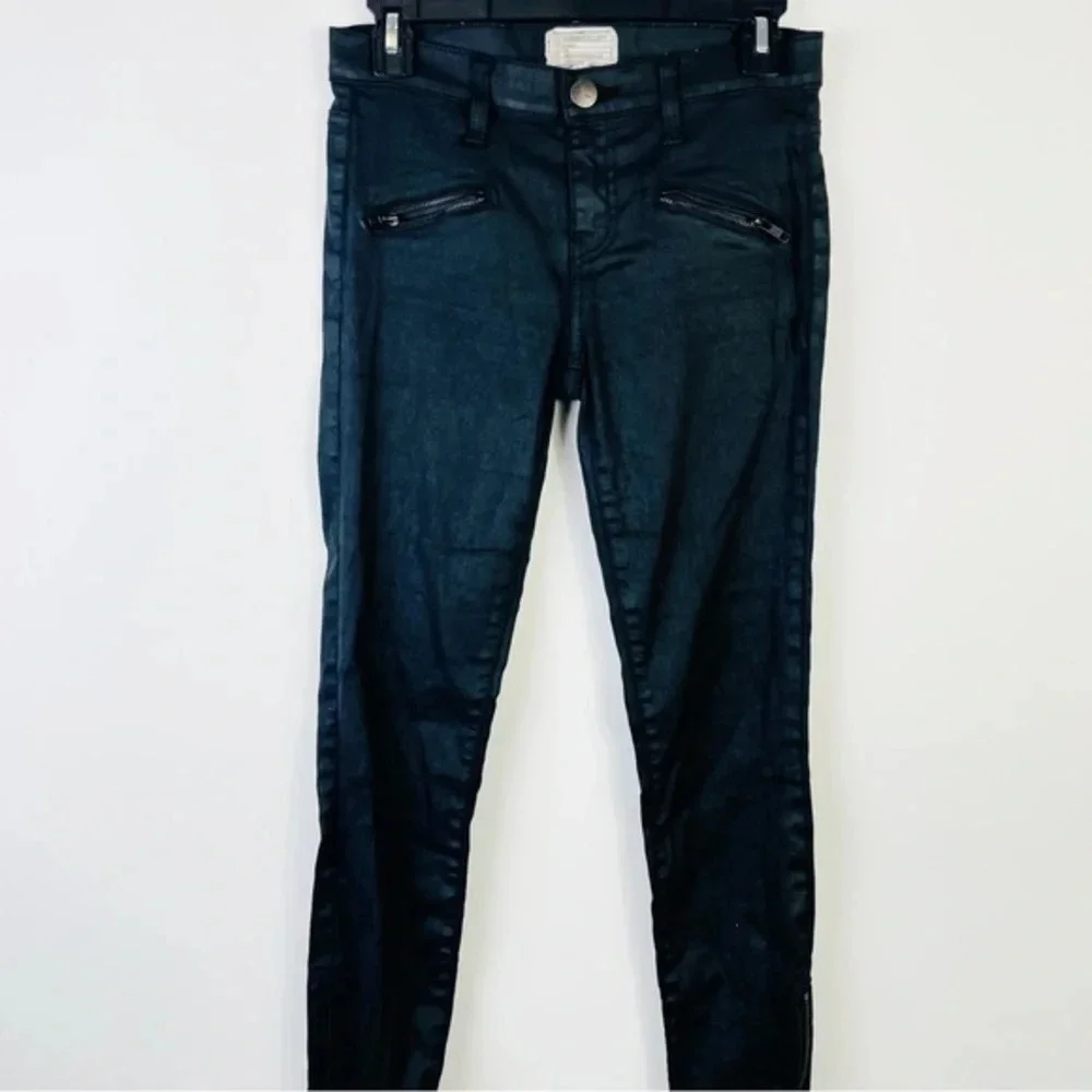 Current/Elliott Black Coated The Soho‎ Zip Stiletto Skinny Jeans Size 26